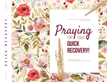 Watercolor Flowers With Words about Praying Postcard 4.2x5.5in Design Template