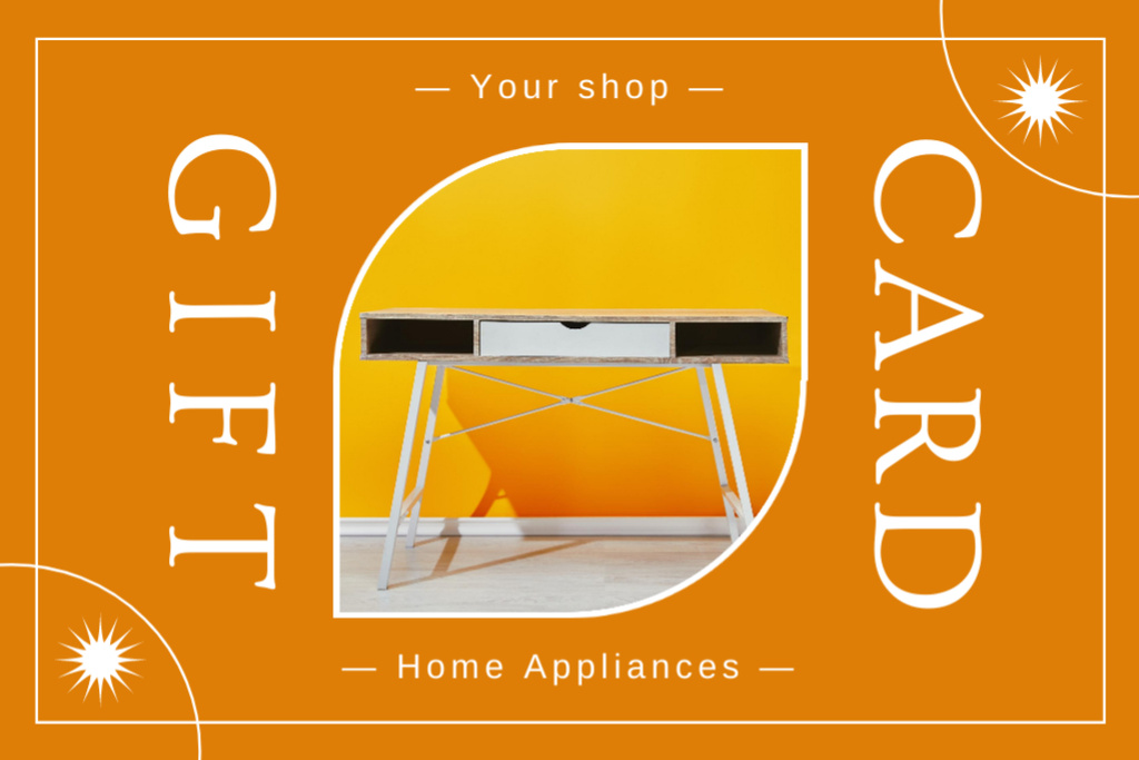 Ontwerpsjabloon van Gift Certificate van Home Appliances Sale Orange