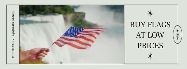 USA Independence Day Sale Announcement with Flag and Waterfall Facebook Video cover Design Template