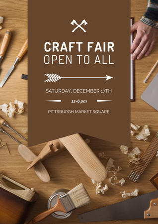 Craft fair Ad with tools Poster A3 Design Template
