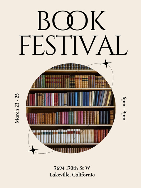 Book Festival Event Announcement Poster US Πρότυπο σχεδίασης