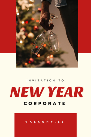 Man with Champagne at New Year Corporate Party Flyer 4x6in Design Template