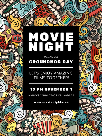 Platilla de diseño Movie Night Event Arts Icons Pattern Poster US