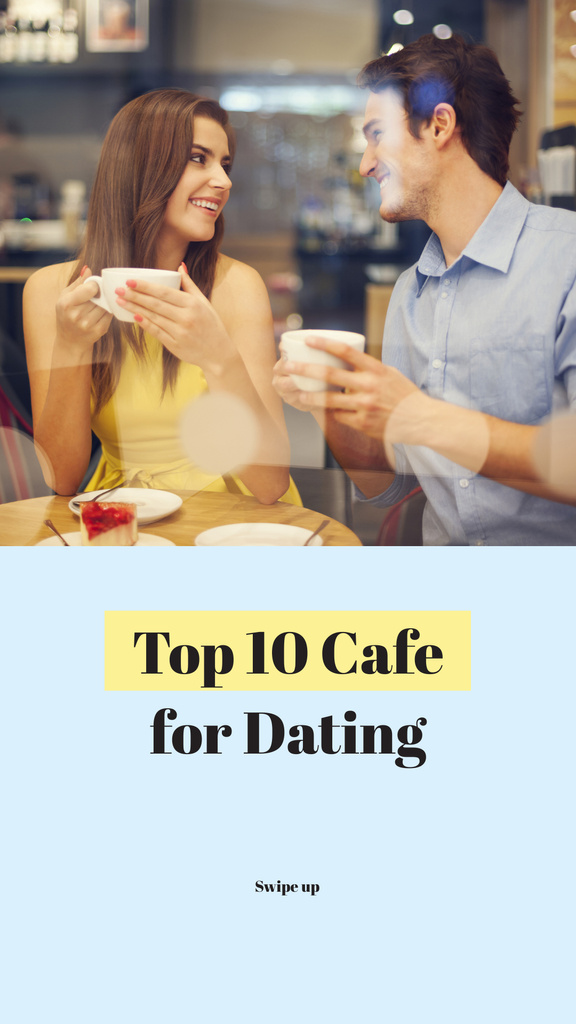 Cute Couple on Date in Cafe Instagram Story Modelo de Design