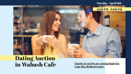Ontwerpsjabloon van FB event cover van Dating Auction in Couple with coffee in Cafe