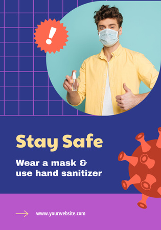Stay Safe using Mask and Sanitizer Poster 28x40in Design Template