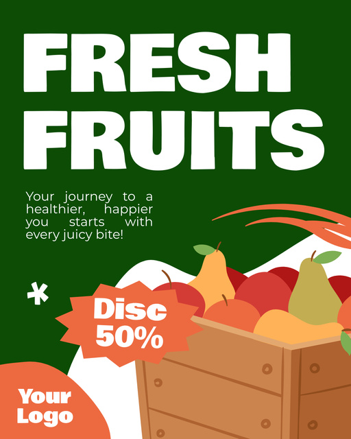 Fresh Fruits in Discounted Box Instagram Post Vertical Tasarım Şablonu