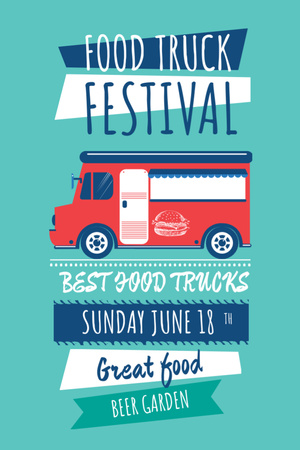 Food Truck Festival with Illustration Flyer 4x6in Πρότυπο σχεδίασης