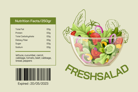 Taze Salata Perakende Label Tasarım Şablonu