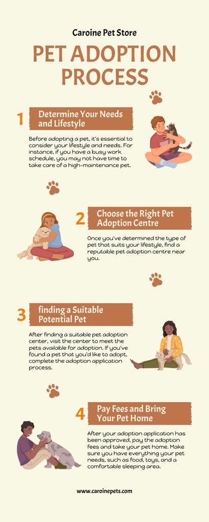 Plantilla de diseño de Pet Adoption Process Scheme on Beige Infographic 