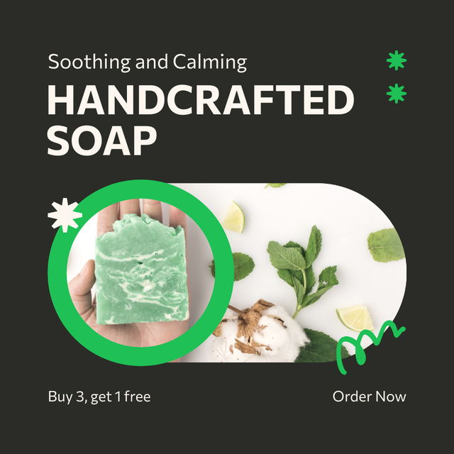 Handmade Herbal Bath Soap Sale Instagram AD Tasarım Şablonu