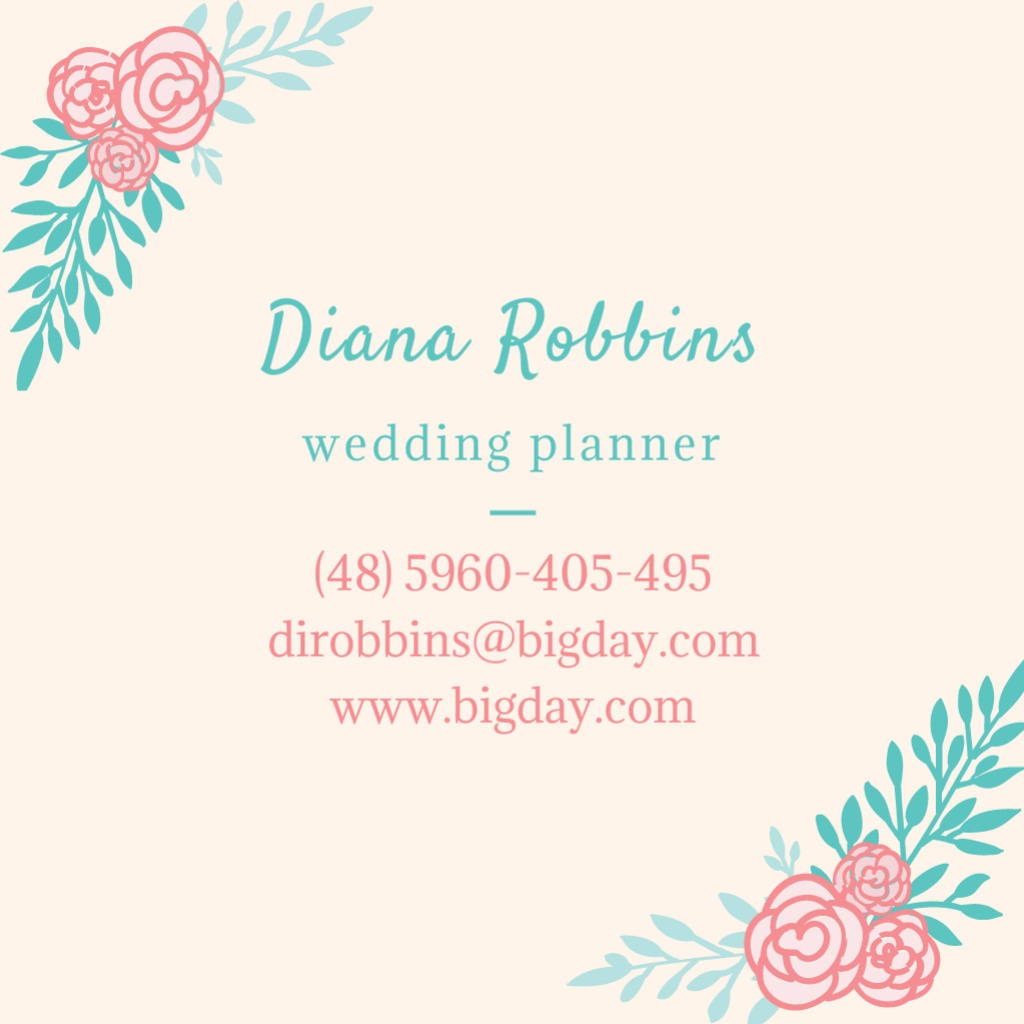 Information About Wedding Planner Services In Beige Square 65x65mm Modelo de Design