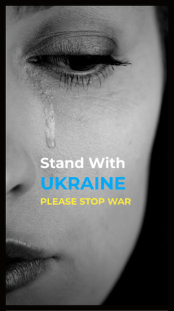 Állj Ukrajnával fiatal nő arcával Instagram Story tervezősablon