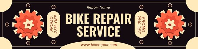 Bikes Repair Service Offer on Black Twitter Design Template