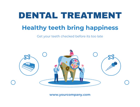 Template di design Illustrazione del trattamento dentale Thank You Card 5.5x4in Horizontal