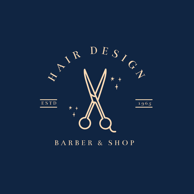 Designvorlage Cutting-edge Barbershop Ad with Scissors Emblem für Logo