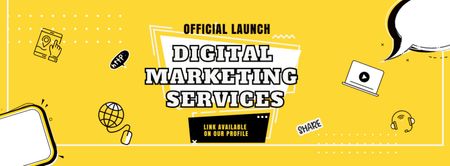 Modèle de visuel Official Launch of Digital Marketing Services - Facebook cover