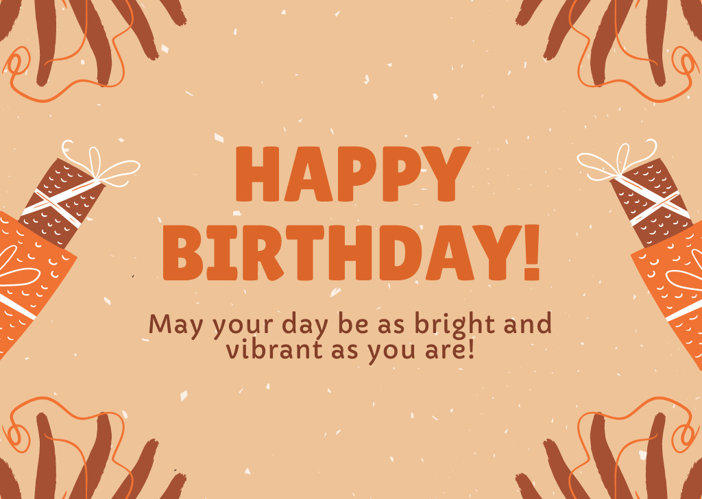 Nice Birthday Wishes with Gifts Card Design Template