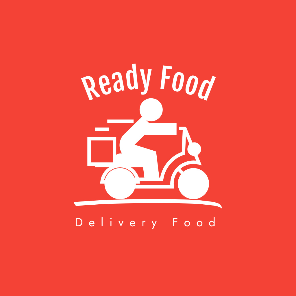 Food Delivery Advertising with Illustration of Courier Logo Πρότυπο σχεδίασης
