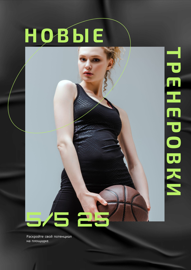 Fitness Classes ad with Sportive Girl Poster Šablona návrhu