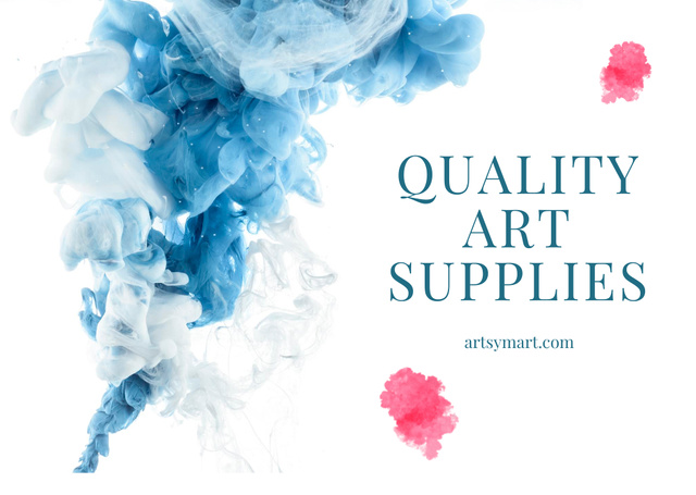 Amazing Art Supplies Sale Offer with Blue Paint Flyer A6 Horizontalデザインテンプレート