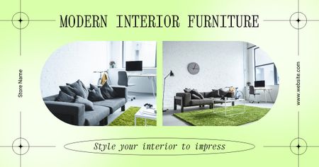 鮮やかなインテリアデザインのためのモダンな家具 Facebook ADデザインテンプレート
