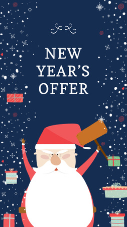 New Year's Special Offer with Funny Santa Instagram Story Design Template