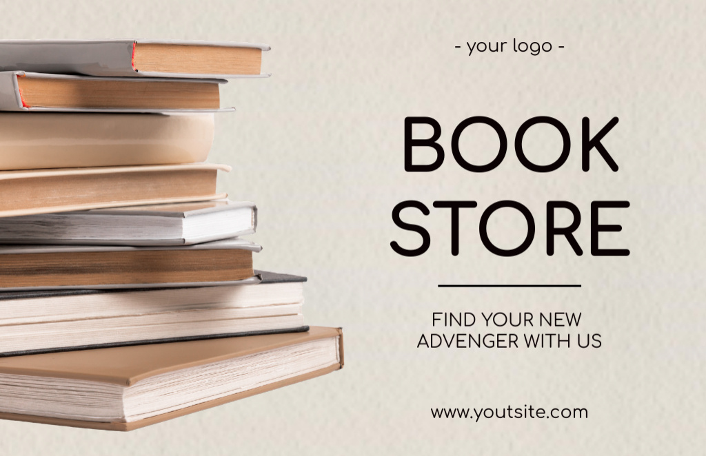 Book Store Loyalty Program on Beige Business Card 85x55mm Šablona návrhu