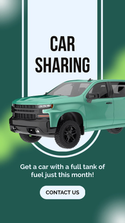 Serviço de compartilhamento de carros com tanque de combustível cheio Instagram Video Story Modelo de Design