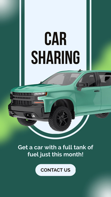 Car Sharing Service With Full Fuel Tank Instagram Video Story Tasarım Şablonu