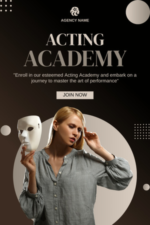 Ontwerpsjabloon van Pinterest van Opleiding voor jonge actrices aan de Academie