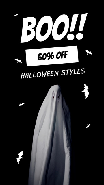 Ontwerpsjabloon van Instagram Story van Halloween Discount Offer with Ghost