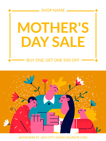 Mother's Day Sale with Adorable Family Poster US Design Template