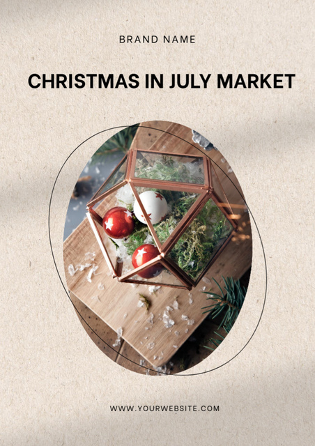Charming Christmas Market in July In Beige Flyer A4 Design Template