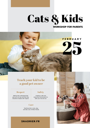 Workshop on Kids Behavior to Pets Poster 28x40in Design Template