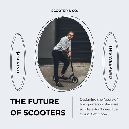 Plantilla de diseño de Man Standing on Electric Scooter Instagram AD 