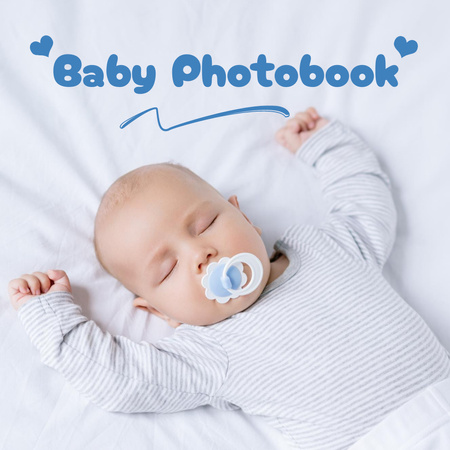 Fotos fofas de bebê dormindo com brinquedo Photo Book Modelo de Design