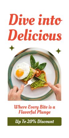 Modèle de visuel Offre de réduction avec un délicieux sandwich et un œuf au plat - Graphic