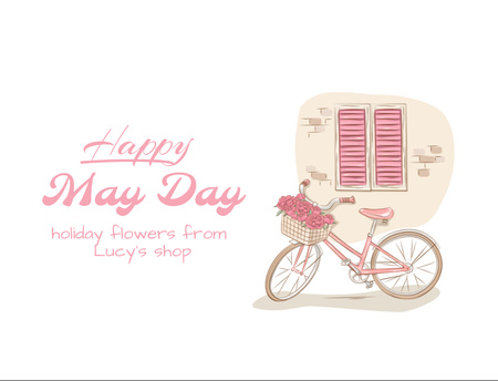 May Day Holiday Greeting Postcard 4.2x5.5in Design Template