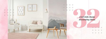 Cozy nursery Interior in pink Facebook cover Design Template