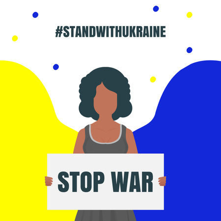 Young Woman at Rally in Support of Ukraine Instagram Design Template