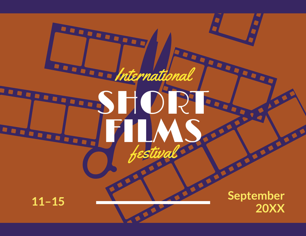 Exciting Short Films Festival Flyer 8.5x11in Horizontal Design Template