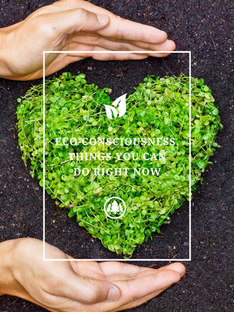 Eco Quote on Heart of Leaves Poster US Design Template