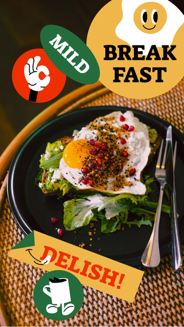 Tasty Breakfast on Plate Instagram Video Story Modelo de Design