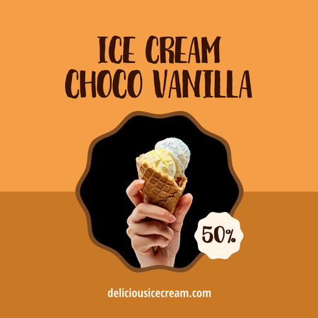 Yummy Ice Cream Offer in Waffle Cone Instagram Design Template