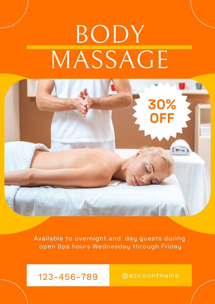 Ontwerpsjabloon van Poster van Announcement of Discount on Body Massage