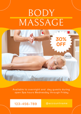 Announcement of Discount on Body Massage Poster Design Template