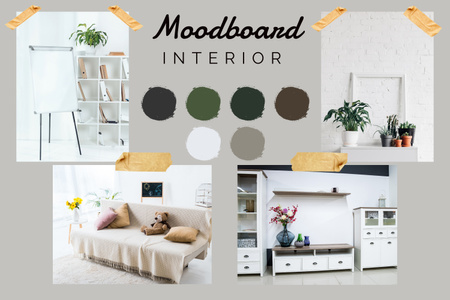 Interior Photos on Sticky Tape Mood Board Design Template