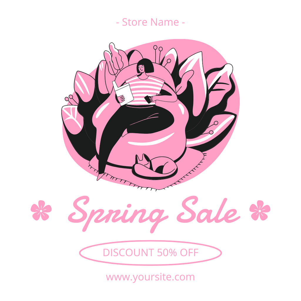 Spring Sale of Books and Literature Instagram Design Template