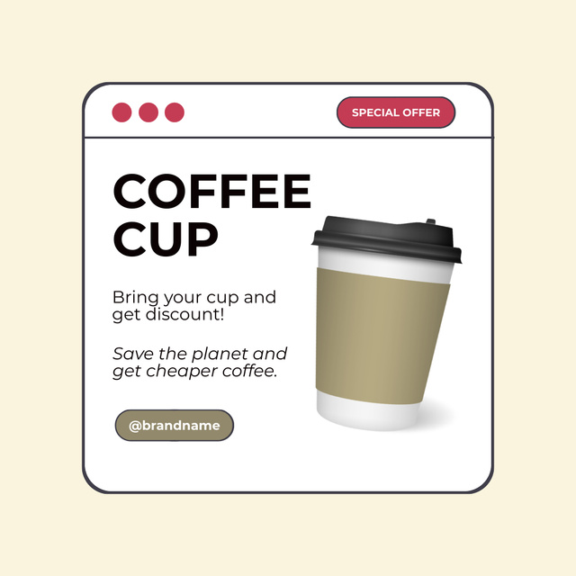 Ontwerpsjabloon van Instagram van Takeaway Coffee Cup Offer